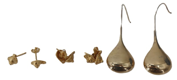 (4) Pairs of Tested 10k Gold Earrings - Gross 10.3 g