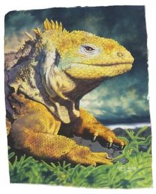 Edgar Jacome (Born 1964) Ecuador, Oil on Canvas Painting of a Monitor Lizard