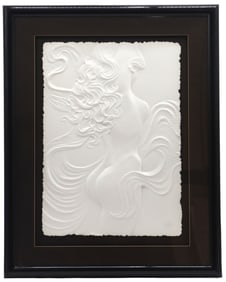 Roberta Peck (Born 1947) American, Framed Cast Paper Monotype Nude Sculpture