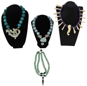 (4) Hardstone Beaded Necklaces