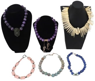(6) Hardstone Necklaces