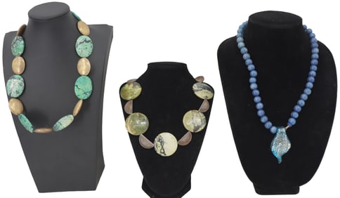 (3) Hardstone Necklaces