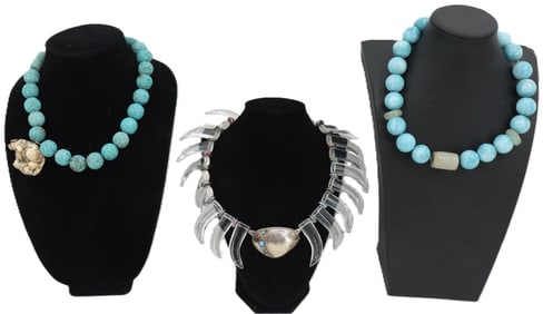 (3) Hardstone Necklaces