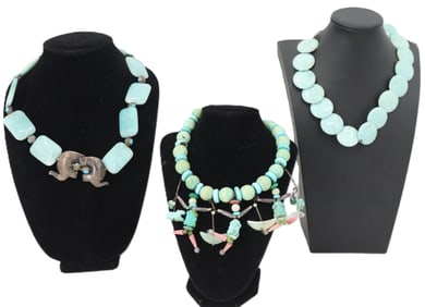 (3) Hardstone Necklaces