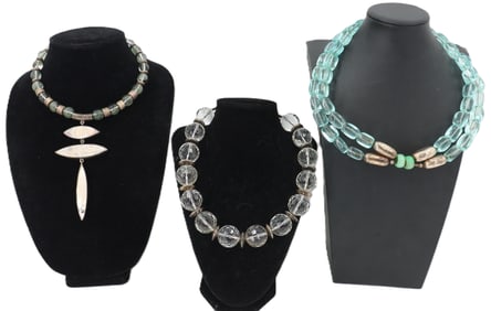 (3) Unique Beaded Necklaces