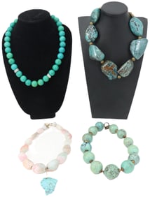 (4) Hardstone Necklaces