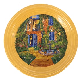 Fiesta Tableware Ceramic Plate With Painted Little Theatre Courtyard