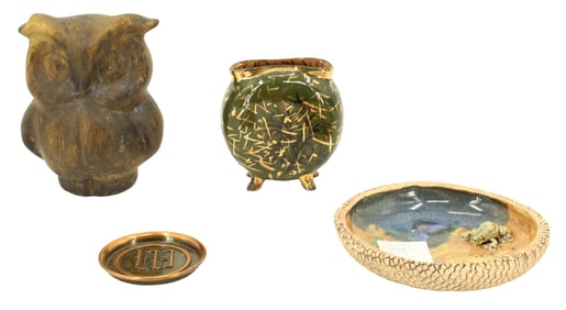 (4) Pottery and Metal Pieces from Various American Makers