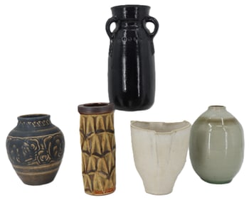 (5) Art Pottery Vases