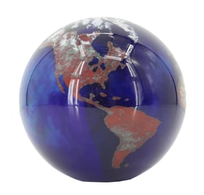 2003 Lundberg Studios Art Glass Globe Paperweight