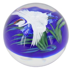 Daniel Salazar (Born 1956) American, Art Glass Lundberg Studios Crane Paperweight