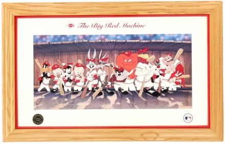 Signed 'Big Red Machine' Cincinnati Reds/Looney Tunes Lithograph