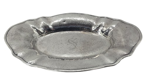 Rare R. Wallace & Sons Mfg Co. Hand Hammered Sterling Silver Oval Tray - 8.075 ozt