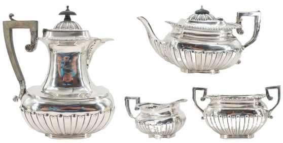 4 Piece English Sterling Silver Tea Service