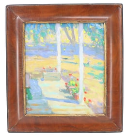Oscar Berninghaus (1874-1952) American, Taos Porch Signed Oil on Canvas Painting