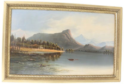 Seth Wyman Steward (1844-1927) American, Oil on Canvas of Mount Kineo from Moosehead Lake