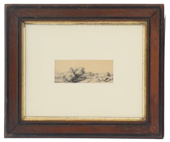 Rembrandt van Rijn (1606–1669) Dutch, Etching "Landscape With Milkman"