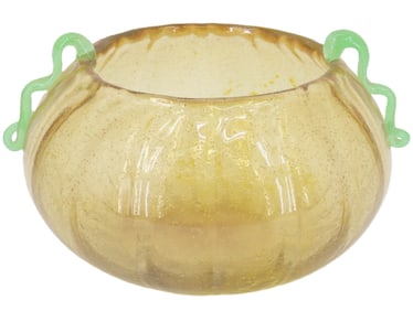 Daum French Pate de Verre Art Glass Pumpkin Bowl