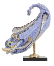 Giulia Mangani Firenze for Oggetti Italian Porcelain Dolphin Table Sculpture