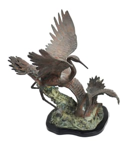 Bronze Sculpture of Two Cranes/Herons
