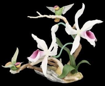 E. M. Boehm Studios 1986 Hummingbirds Signed and Numbered Porcelain Sculpture