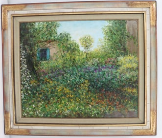 Jacques Dunoyer (1933-2000) French, Impressionist Oil on Canvas Painting A Garden in Springtime