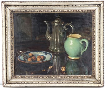 William Charles Penn (1877-1968) "The Coffee Pot" Still Life Painting with a Coffee Pot, Walnuts,