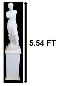 White Marble Venus de Milo Garden Statue on Pedestal