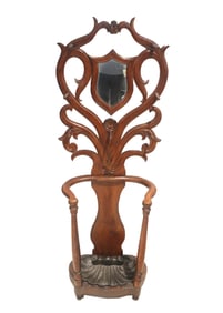 Antique Victorian Carved Walnut Umbrella Holder