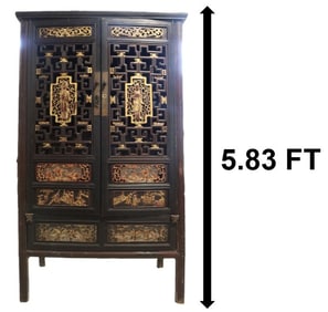 Antique Chinese Carved Gilt Marriage Chest