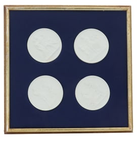 (4) Royal Copenhagen Bisque Porcelain Relief Plaques, The Four Seasons.