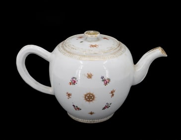 Vintage Chinese Export Porcelain Tea Pot With Star of David