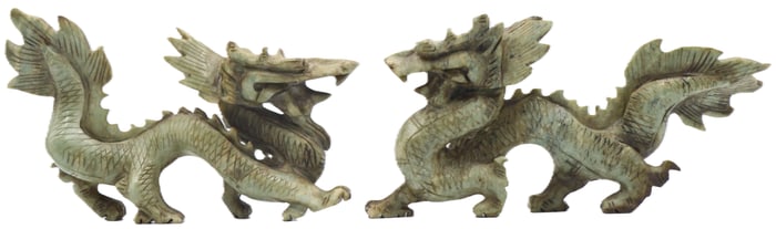 (2) Japanese Carved Soapstone Dragons