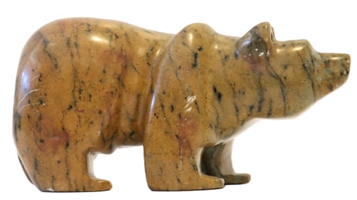 Signed Inuit Carved Soapstone Bear Sculpture