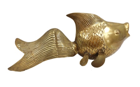 Large Brass Koi Fish Statue