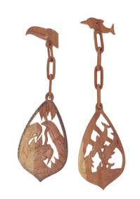 (2) Brazilian Boca de Valeria Carved Mahogany Wall Plaques