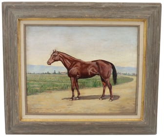 Georgia Zane Bull (1871-1946) American, Signed Oil on Canvas Landscape Painting of a Horse