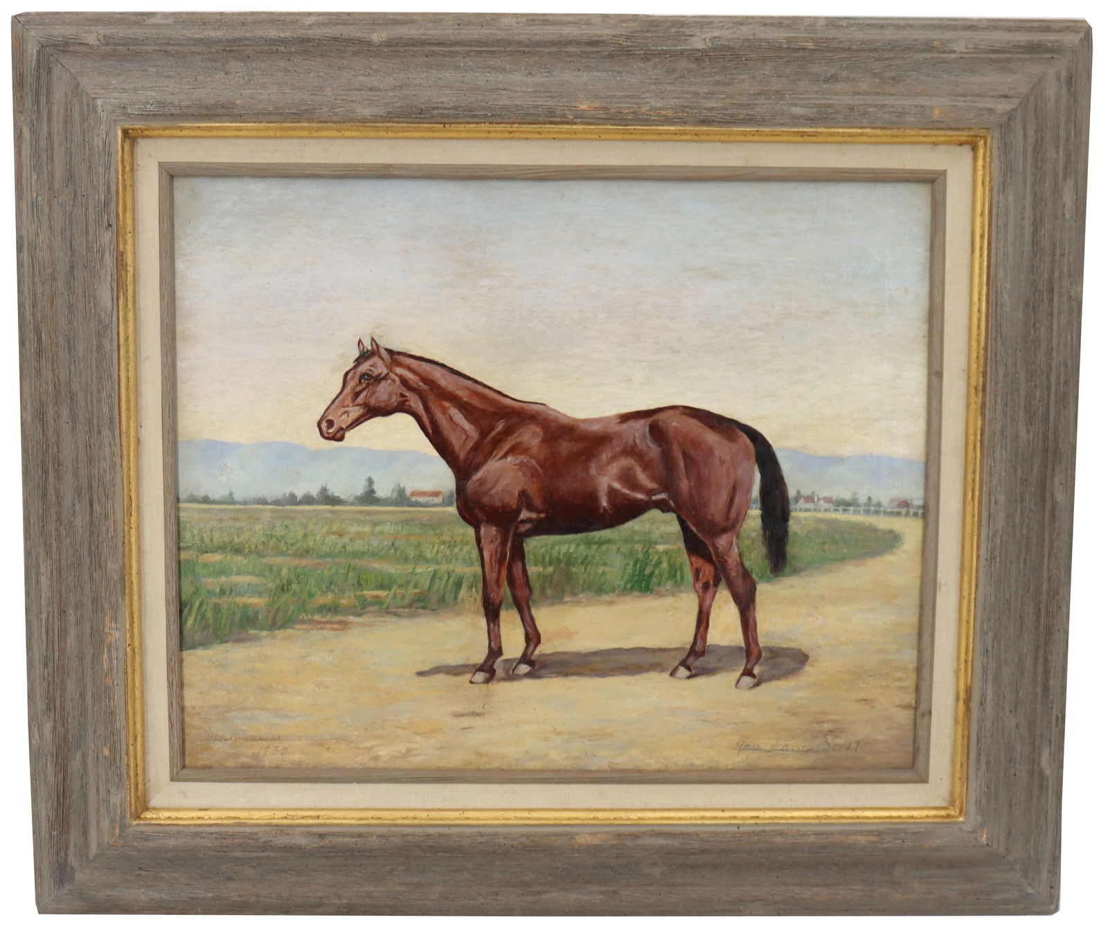 Georgia Zane Bull (1871-1946) American, Signed Oil on Canvas Landscape Painting of a Horse: Georgia Zane Bull (1871-1946) American, Signed Oil on Canvas Landscape Painting of a Horse. Georgia G. Zane Bull was born in California on Feb. 22, 1871. Georgia was the wife of Henry Bull.