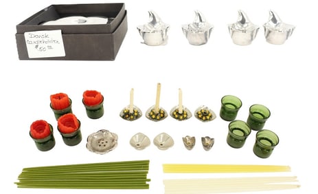 10 Boxes of Candles and 4 Dansk Bird Shaped Candle Holders