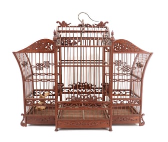 Chinese Antique Bamboo Bird Cage - AS IS