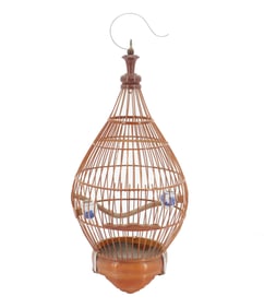 Antique Chinese Bamboo Gourd Shape Bird Cage