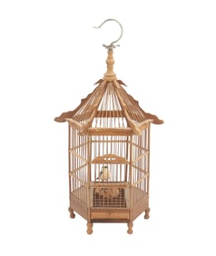 Chinese Carved Bamboo Bird Cage
