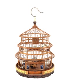 Multi-Tiered Antique Chinese Pagoda Bid Cage