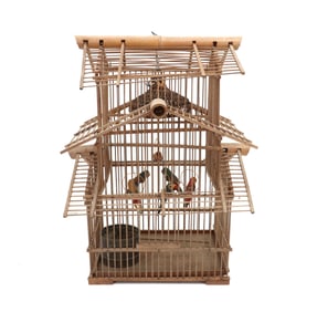 Chinese Multi-Tiered Bamboo Bird Cage