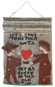 Mary C. Proctor (20th/21st Century) American, Paint on Tin Outsider Folk Art Wall Hanging