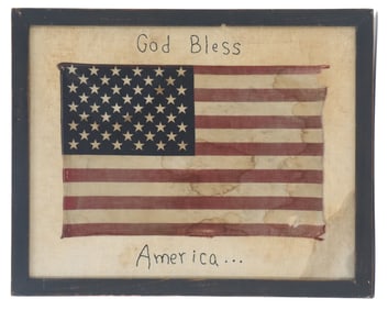 Vintage "God Bless America" American Flag Textile