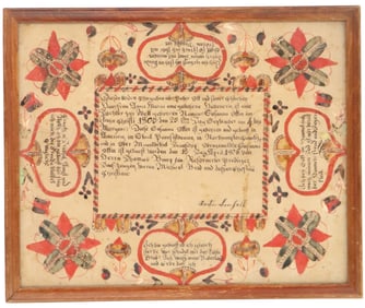 1805 Pennsylvania Dutch Fraktur Birth and Baptism Certificate