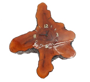 Natural Burl Wood Analog Wall Clock