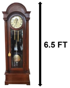Exquisite Mahogany Waltham Tubular Grandfather Clock with Original Components