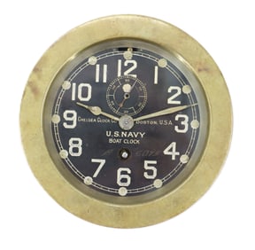 Antique American Chelsea Clock Company Brass U.S. Navy Boat Clock